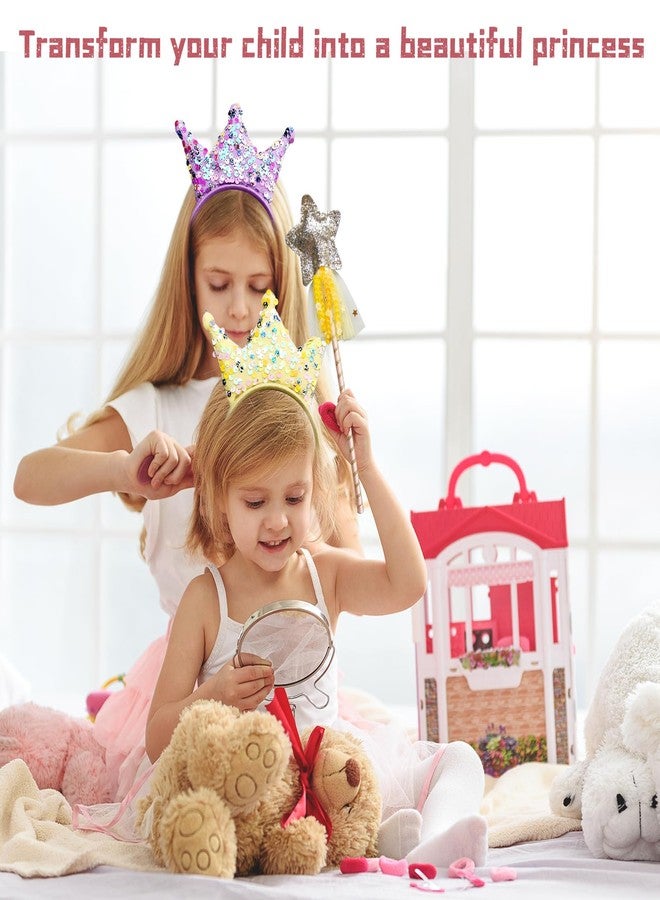 SENONAPO 30 Pcs Princess Wands Party Favors Glitter Star Fairy Wizard Wands Angel Wand Sticks Cosplay Accessories Sequin Princess Kids Crown Headbands for Kids Birthday Party Decor Gifts Supplies - Image 4